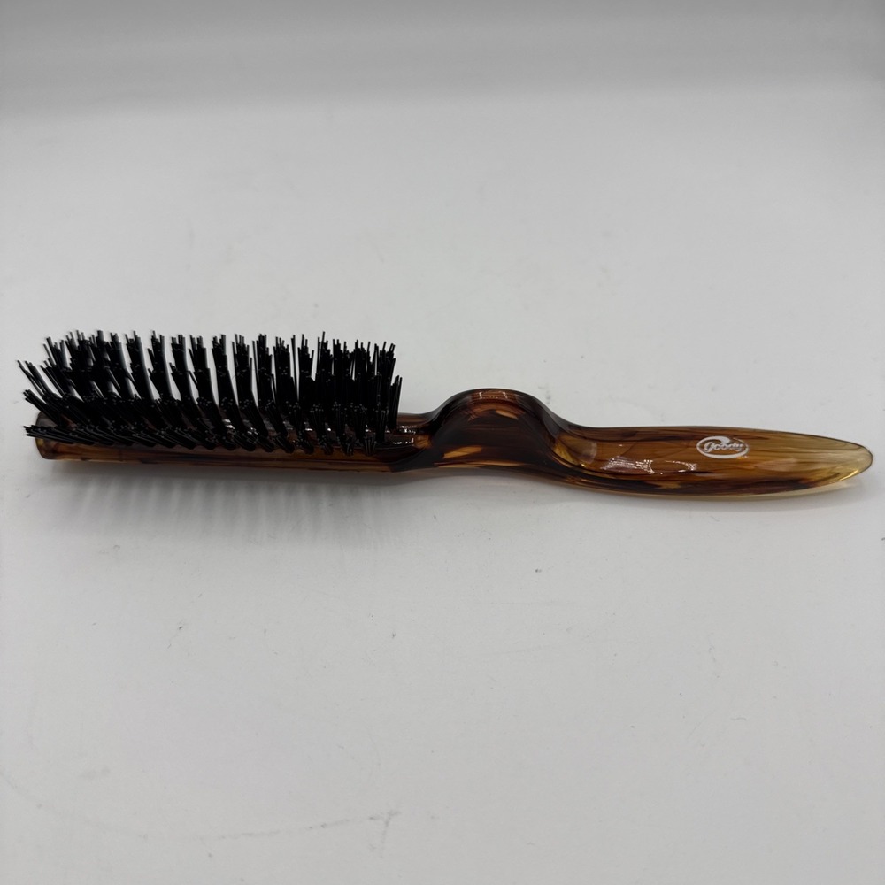 Vintage Goody Hair Brush Bristles Thumb Grip Handle Faux Tortoise Brown Plastic